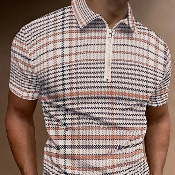 . Other - White Mens Plaid Polo Shirt